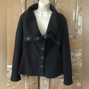 Ronen Chen Fleece Jacket Snap Front Size 8 (2) Charcoal Gray Minimalist